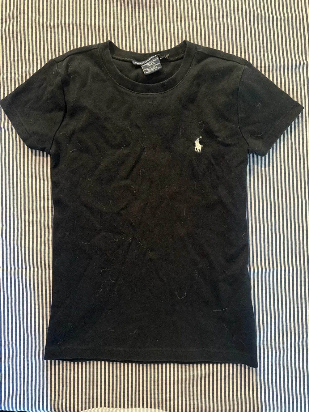 Ralph Lauren Black Tee with White Polo Player Embroidery